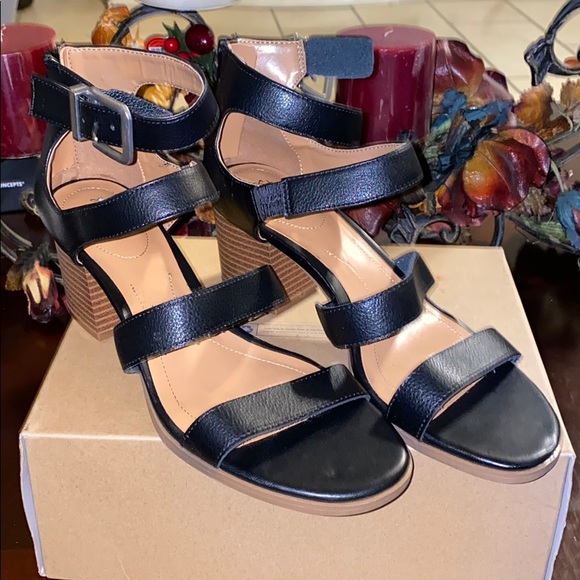Style & Co. Shoes - Style & Co Black Leather Heel Sandal Size 9
